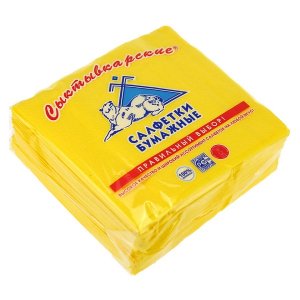 Салфетки бумажные "Сыктывкар", 50 л., желтый, 21 шт/упак. в интернет-магазине Greenea